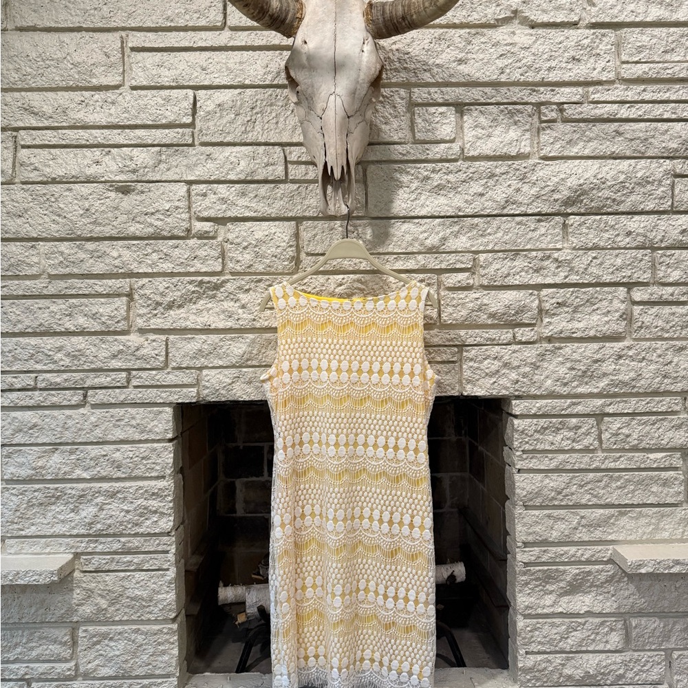 Yellow and White Sleeveless Dress